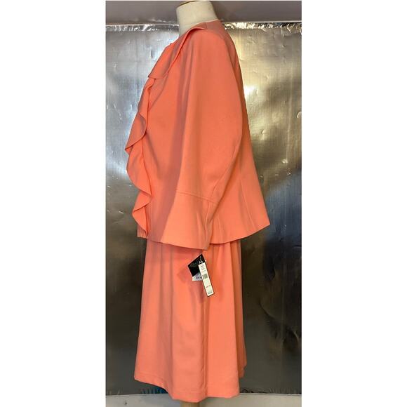 Emily 2PC Coral Polyester Skirt Suit Ruffles 16W - Picture 2 of 12